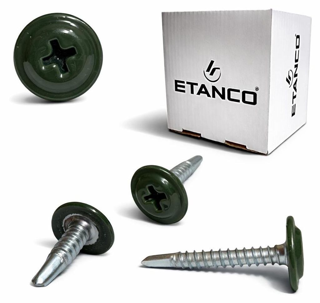 ETANCO GM-B Selbstbohrschrauben für Stahl Dach RAL 6020 Chromoxidgrün 4,2 x 19 mm 250 Stk.