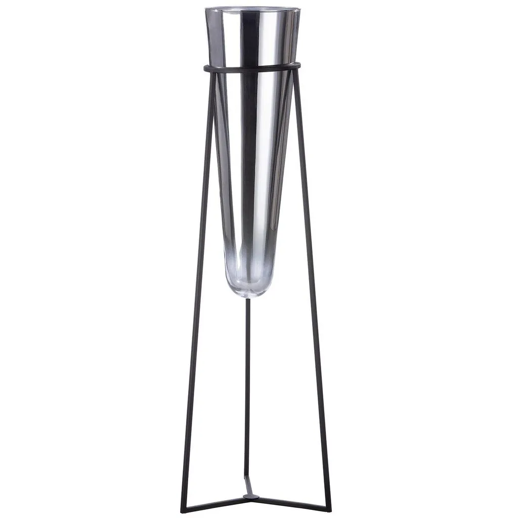 Vase de sol Gilde Future en verre et métal argenté 82 cm - Réf 27634