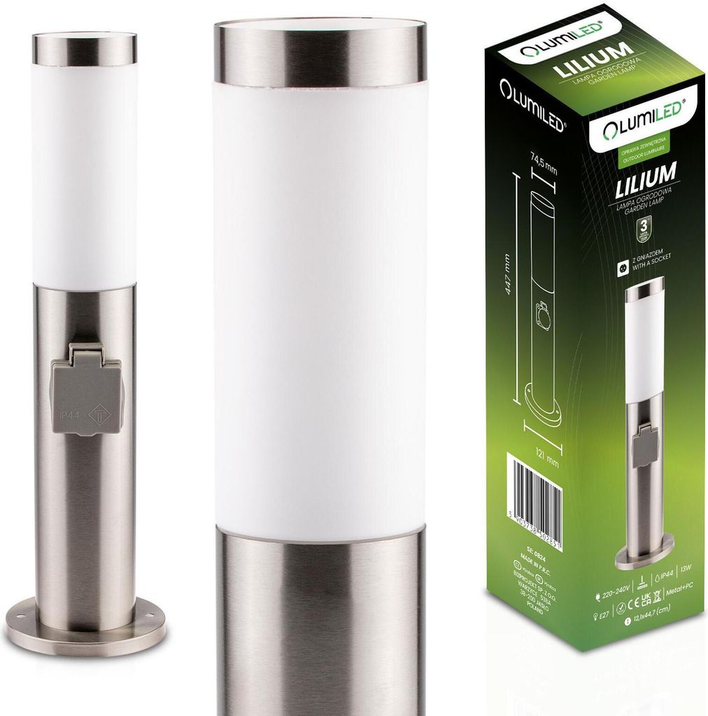 LUMILED Stand Light Outdoor 45cm Bollard Light with Socket Obrázek produktu 
