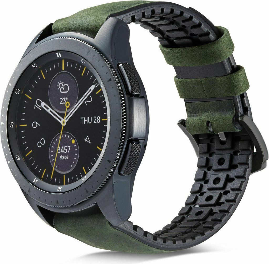 Strap-it Samsung Galaxy Watch Active / Active 2 Silikon- / Lederarmband (Grün)