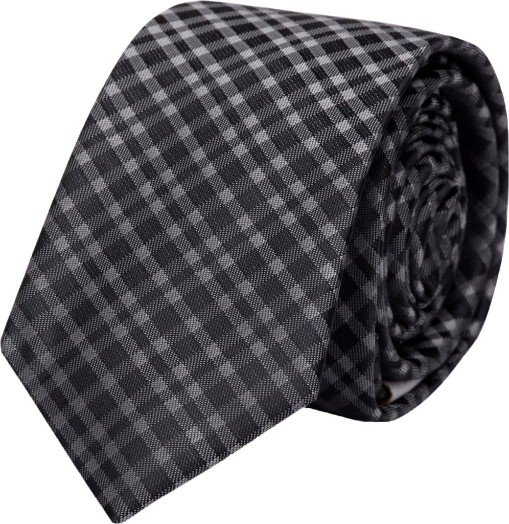 Fabio Farini - 1 Stück Schwarze Herren Schlips - dunkle Krawatten in 6cm Breite Schmal (6cm), Schwarz/Anthrazit