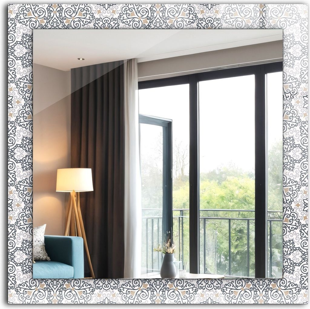 Dekorativer Wandspiegel - Bedruckter Spiegel - Motiv - 60x60 cm - Muster Mit Ornamenten