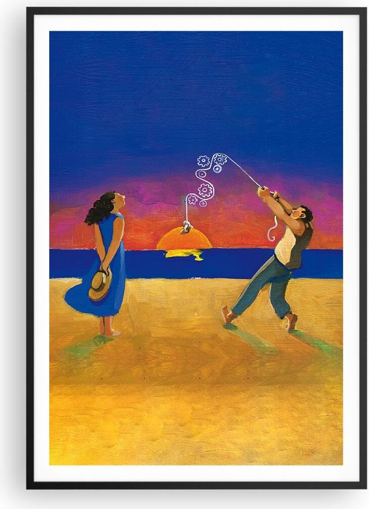 Gerahmtes Poster - Schwarzer Rahmen - Symbol Liebe Surrealismus - 70x100 cm - Wand Bild - Wanddeko - Wandbilder - Kunstposter - Wandposter - Bilder...