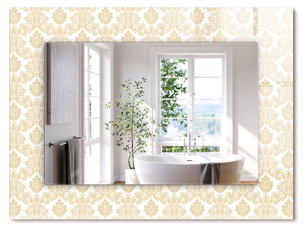 Gelbe Ornamente – Rechteckiger Spiegel mit Druck 80x60 cm – Modern - Dekorativ für die Wand