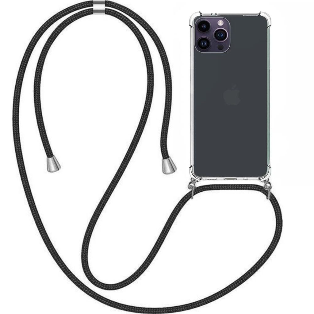 Handyhülle passend für iPhone 14 Pro Max mit Handykette und Stoßfänger - TPU Backcover stoßfest mit Band - Smartphonica