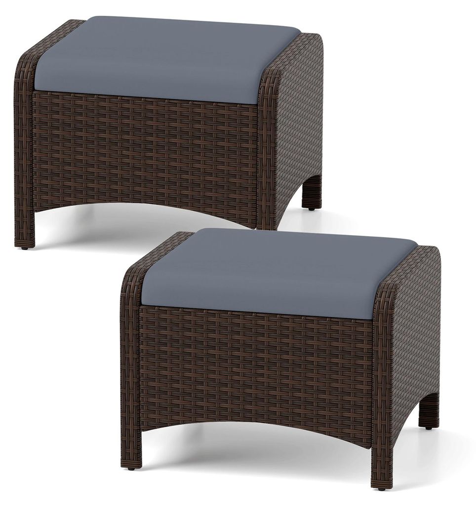 COSTWAY Set da 2 sgabelli in polyrattan, sgabelli con Immagine del prodotto 