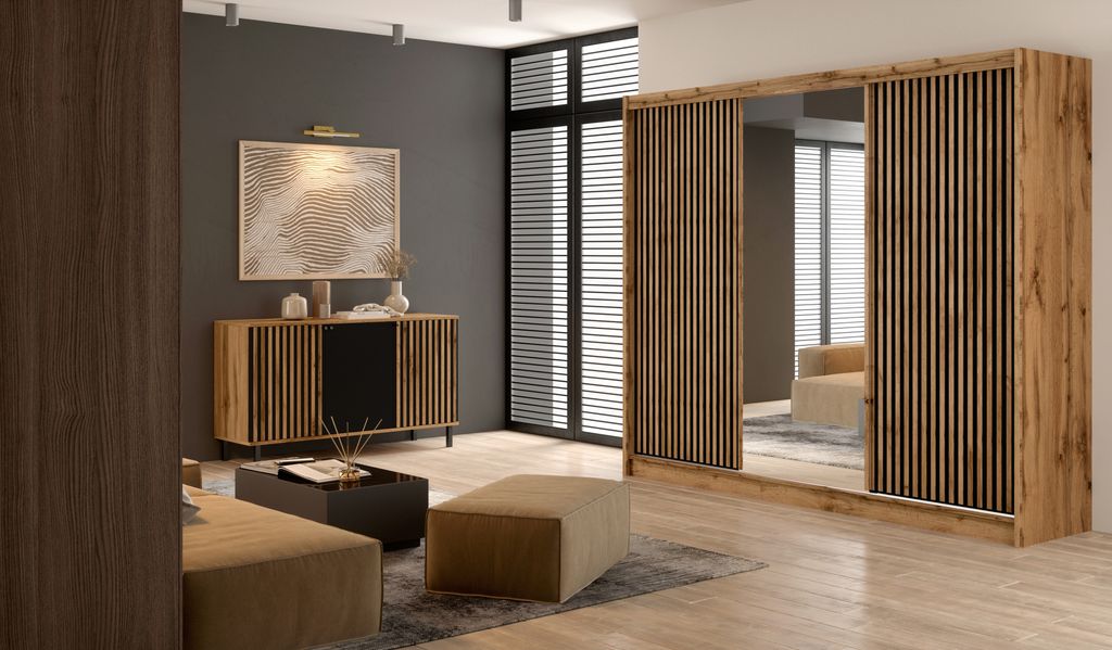 Easy4You London Eiche Wotan Kleiderschrank Schiebetüren Produktbild 