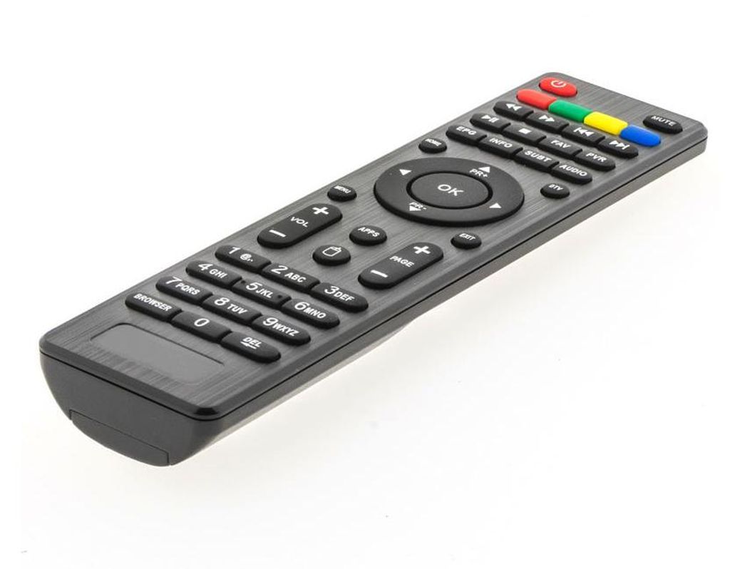 A remote control is shown against a white background.
