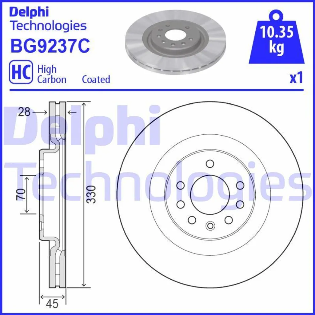 Disque de frein DELPHI BG9237C OE 569129 haute performance pour Corsa E