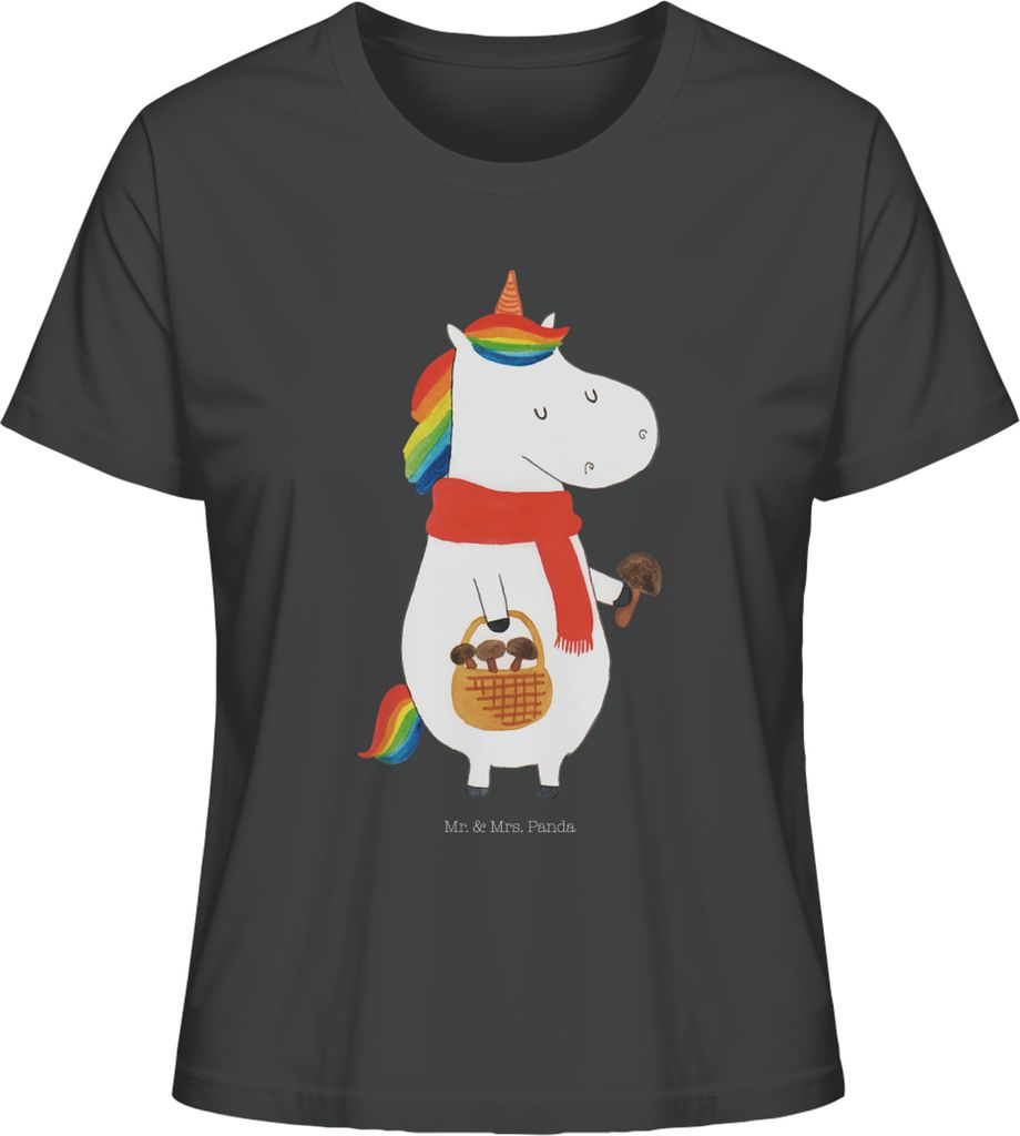 Mr. & Mrs. Panda Oberteil Damen Einhorn Pilz Größe S - Anthrazit - Geschenk, Spruch, Motivation, Pilze, Unicorn, T-Shirt Kurzarm, für Frauen, Ei...