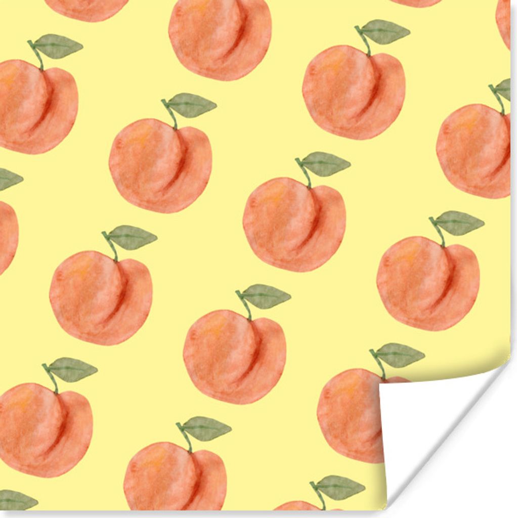 MuchoWow Poster Pfirsiche - Obst - Vorlagen 50x50 cm - Wohnzimmerdekoration