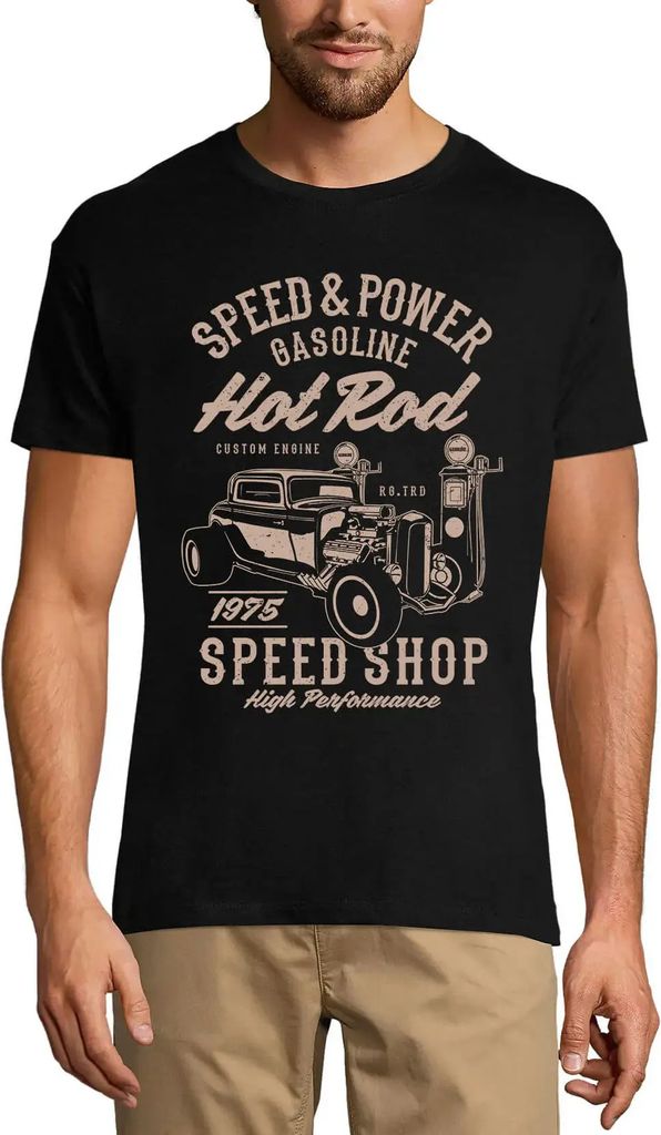 Herren Grafik T-Shirt Geschwindigkeit und Leistung Benzin - Hot Rod Speed Shop – Speed And Power Gasoline - Hot Rod Speed Shop – Öko-Verantwor...