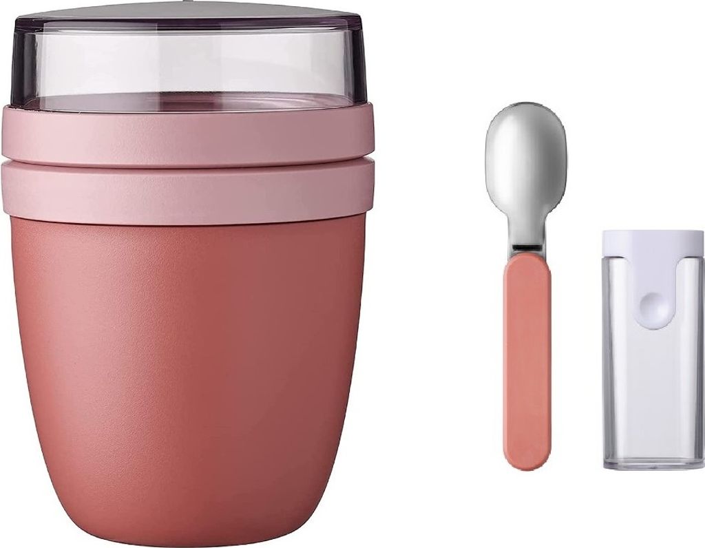 Mepal | Klapplöffel Set mit Lunchpot Ellipse | praktischer Joghurt- & Müslibecher | Unterteilung für Joghurt & Müsli | geeignet für Gefriersch...