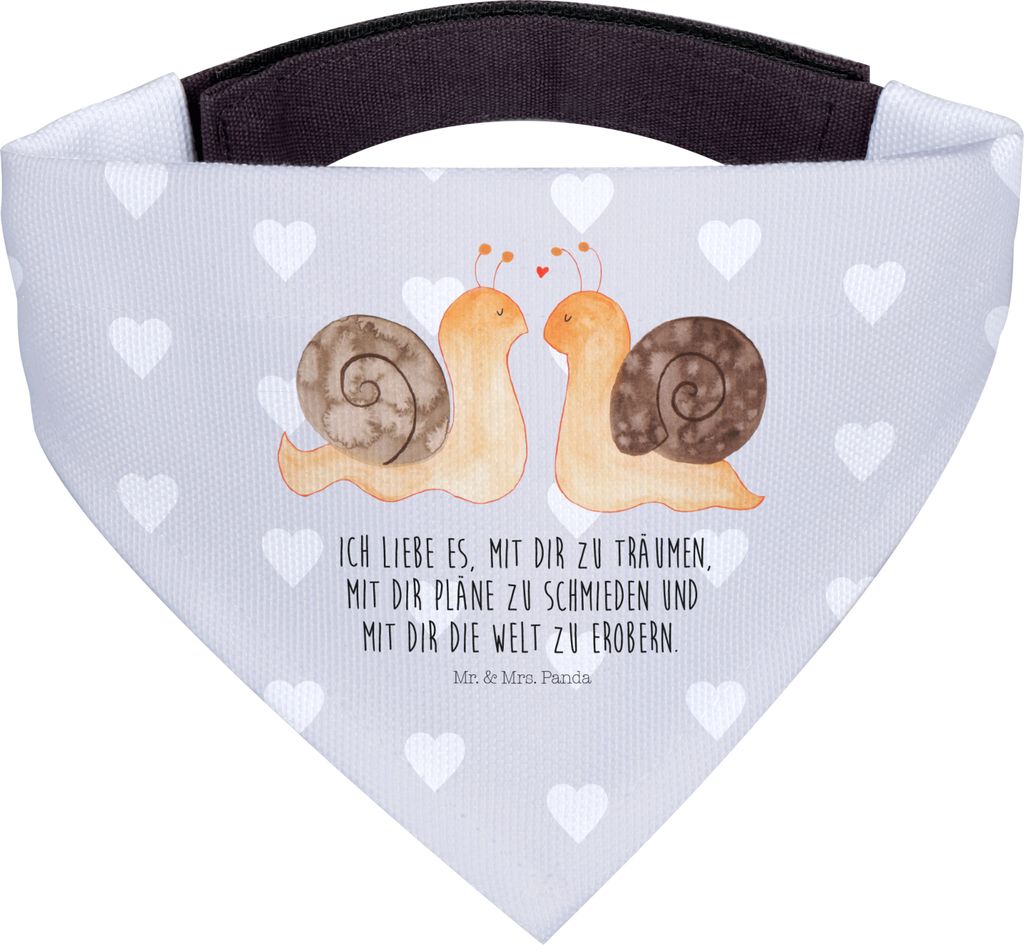 Mr. & Mrs. Panda Bandana Schnecken Liebe - Grau Pastell - Geschenk, Große, Jahrestag, Pärchen, Schal Hunde, Paar, Hundehalstuch, Zufrieden, Halst...