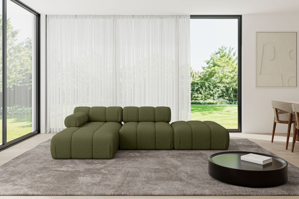 ALTDECOR Modulares Sofa Ecksofa in L-Form - Lizur-L1 - 285x160x70 cm Grün Corner modular Sofa Eckcouch Couch Wohnlandschaft Cauchsofa Polstersofa