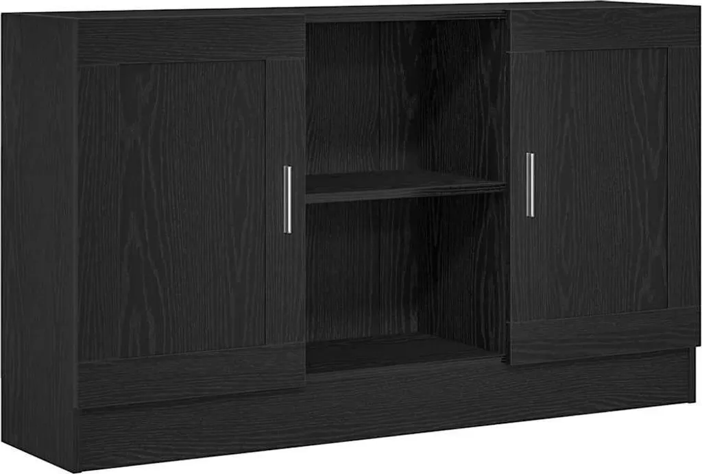 Madia Moderna 120 cm Rovere Nero | Credenza Slim per Soggiorno Design