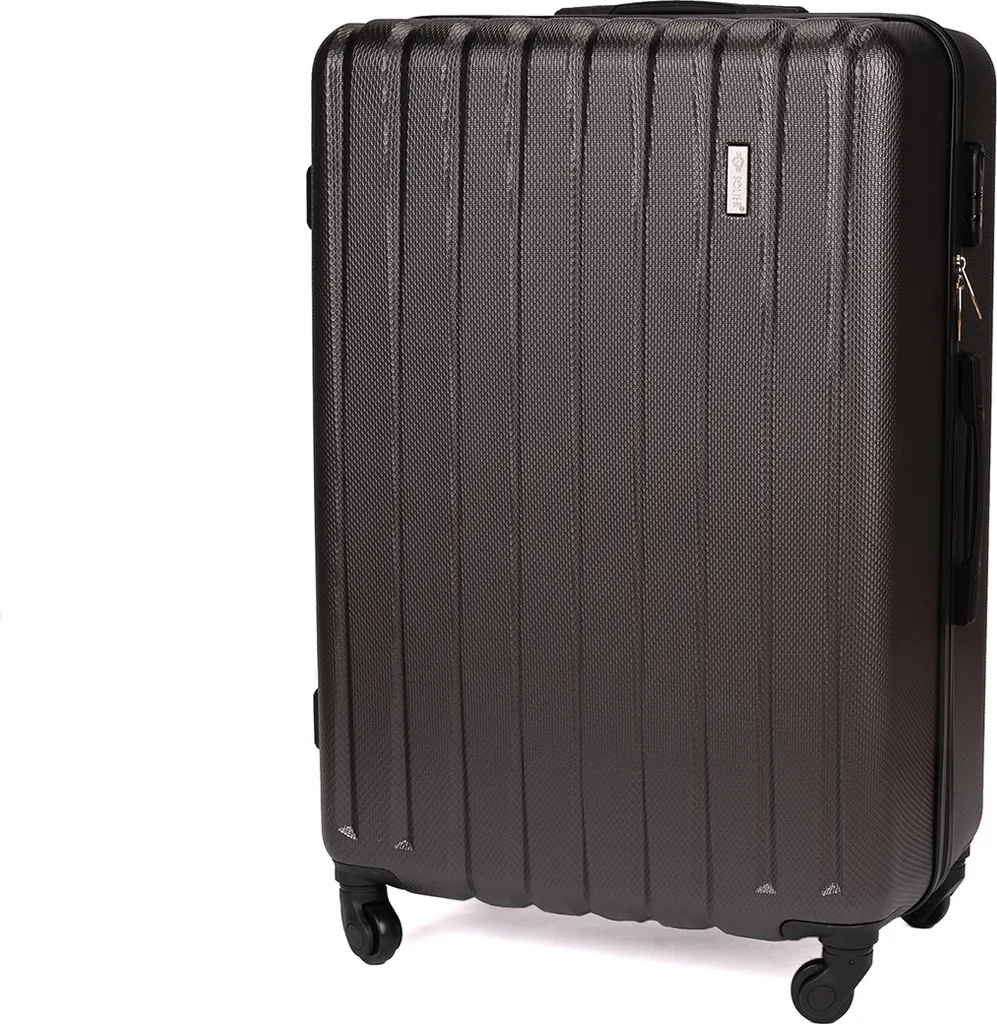 Valigia da viaggio rigida Solier, valigia a rotelle con chiusura a combinazione, trolley da viaggio grande ABS M 58L grigio scuro