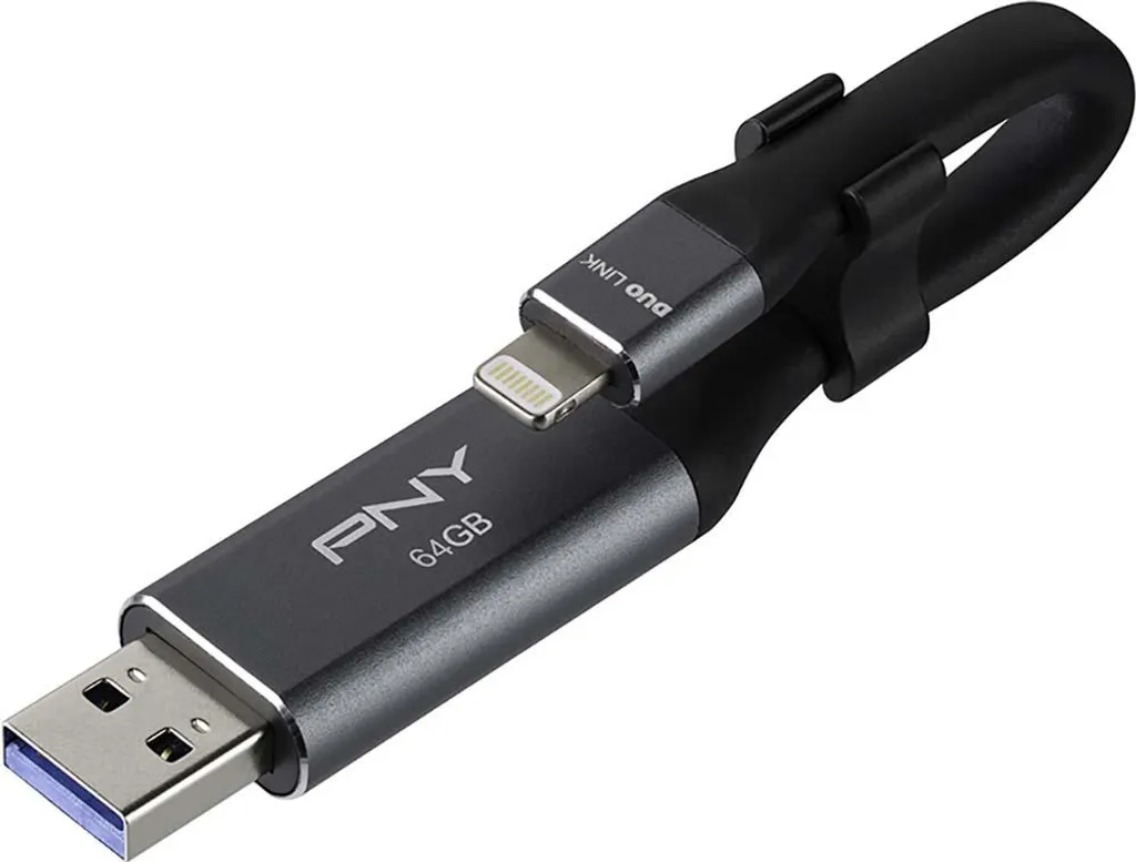 Clé USB 3.0 Duo Interface pour iPhone 64 Go PNY Noir - Transfert Rapide