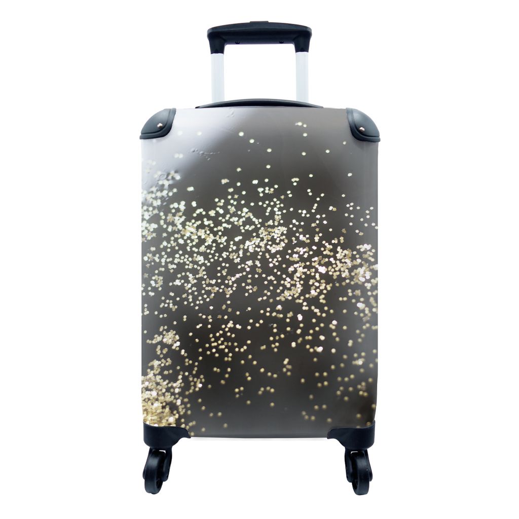 MuchoWow Koffer Handgepäck Trolley Rollkoffer Kleine Reisekoffer mit 4 Rollen - Marmor - Luxus - Schwarz - Gold - Cabin Size < 55x40x23 cm & 55x...