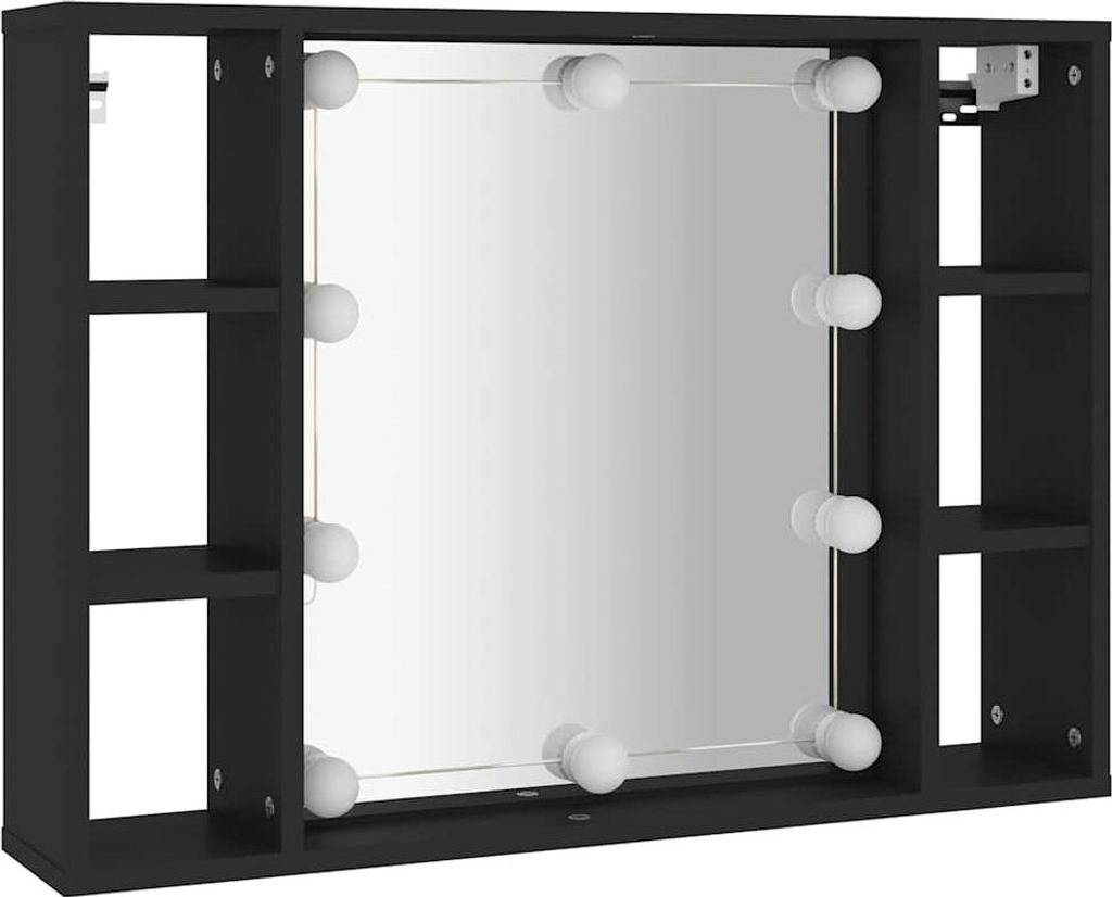 vidaXL Zrcadlová skříňka s LED diodami černá 76x15x55 cm Obrázek produktu 