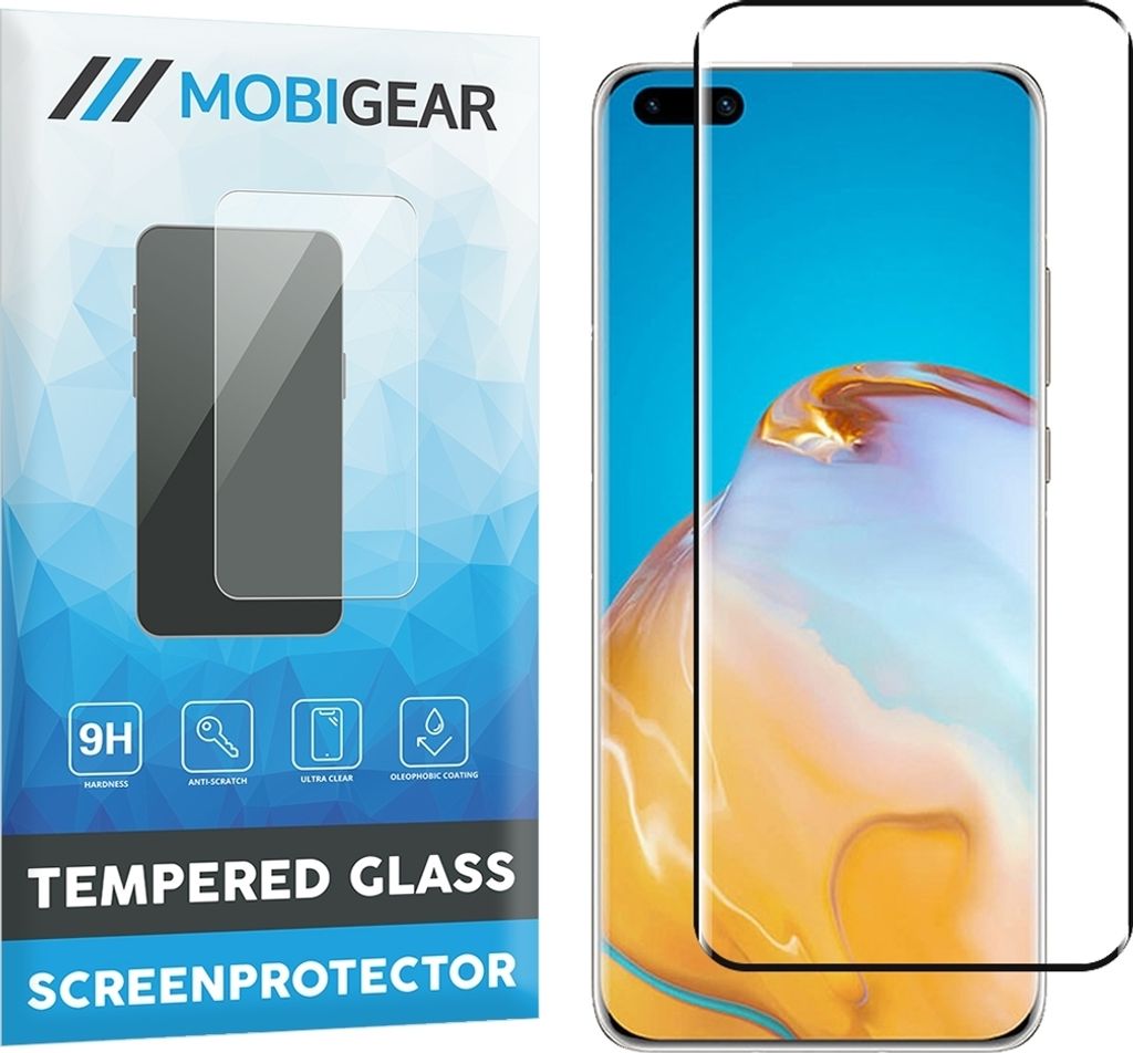 Mobigear Premium Huawei P40 Pro Panzerglas Gehärtetes Glas Displayschutz - Hüllenfreundlich - Schwarz