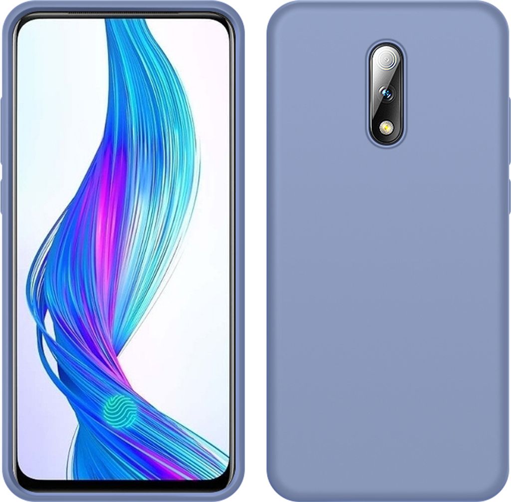 OPPO Realme X Hülle, LaimTop Slim Flüssig Silikon Soft Gel Gummi Stoßfest Kratzfest Schutzhülle für OPPO Realme X Grau