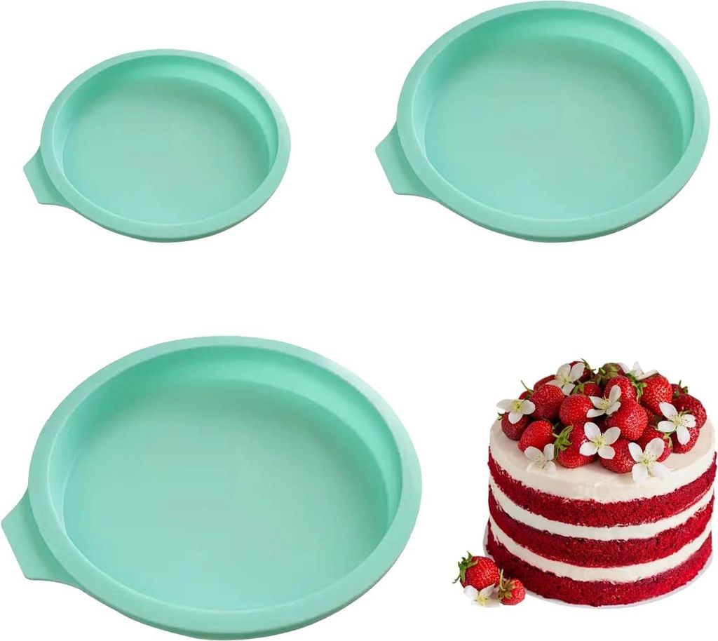 Runde Kuchenformen Set - 3 Stück - Silikon - Hitzebeständig