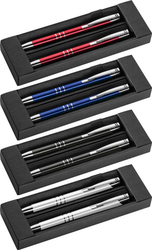4x Metall Schreibset / Kugelschreiber + Druckbleistift / 4 verschiedene Farben