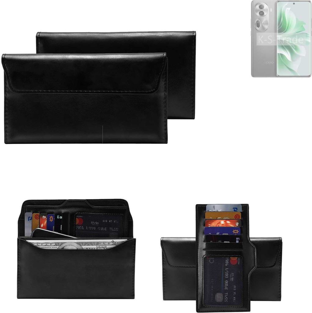 K-S-Trade Handy Hülle kompatibel mit Oppo Reno11 Schutz Hülle Tasche Schutz Case Handytasche Kunstleder schwarz, 1x