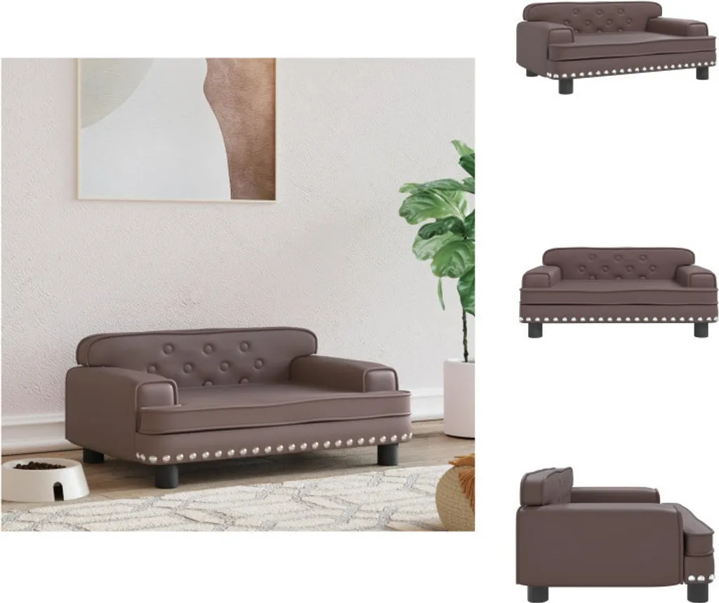 vidaXL Letto per cani marrone 70x45x30 cm in Pelle finta - Letti per cani
