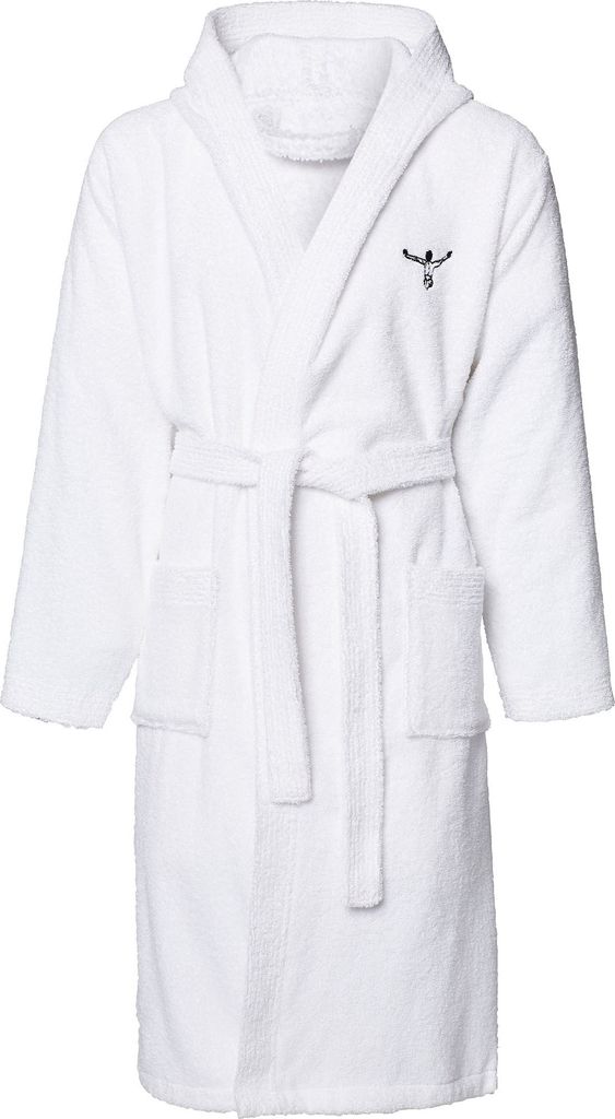 Chiemsee Uni Bademantel mit Kapuze 100% Baumwolle weiss, Bekleidungsgröße:XXXL
