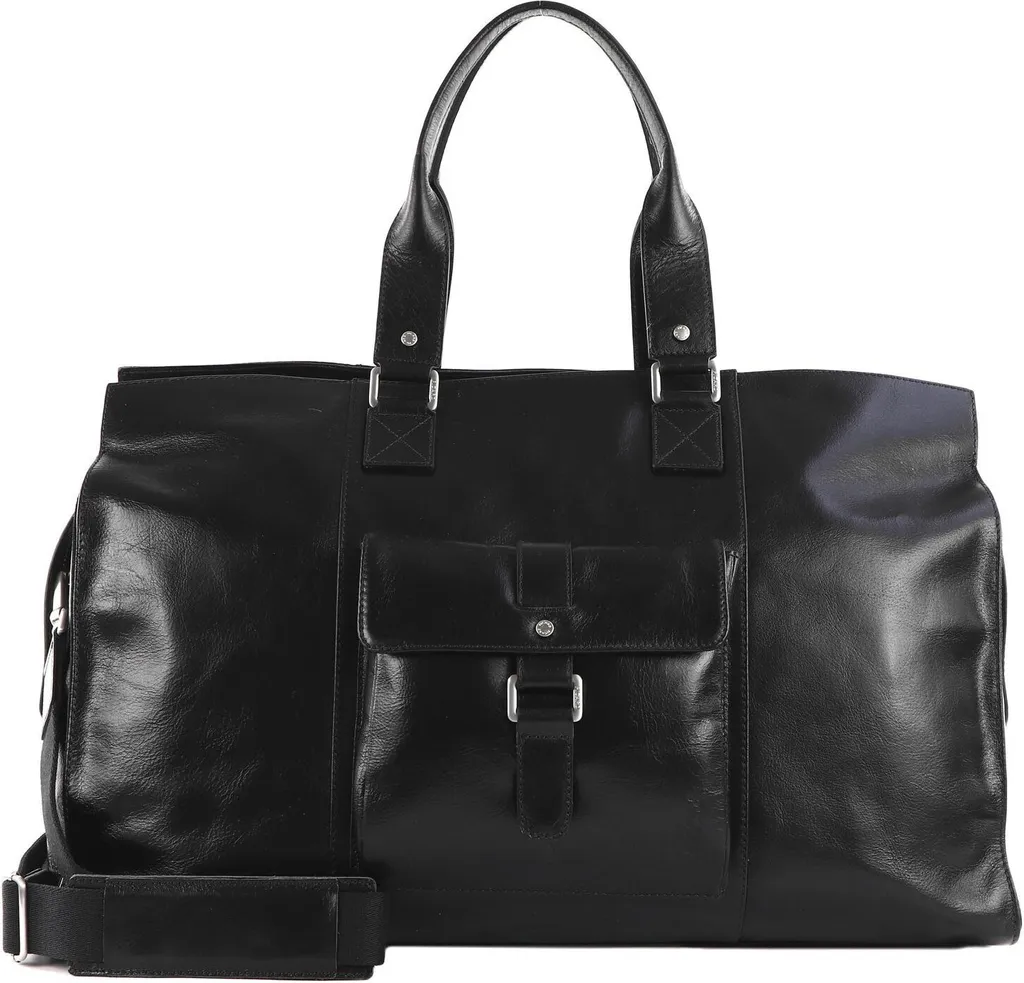 Sac de voyage Weekend Bag en cuir noir Picard Buddy avec bandoulière