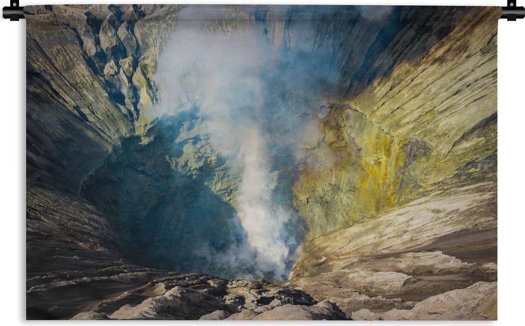 MuchoWow Wandteppich Wandbehang Der rauchende Vulkan Bromo 120x80 cm Tapisserie Dekoration Wandtuch - Wanddekorationen - Wandtücher