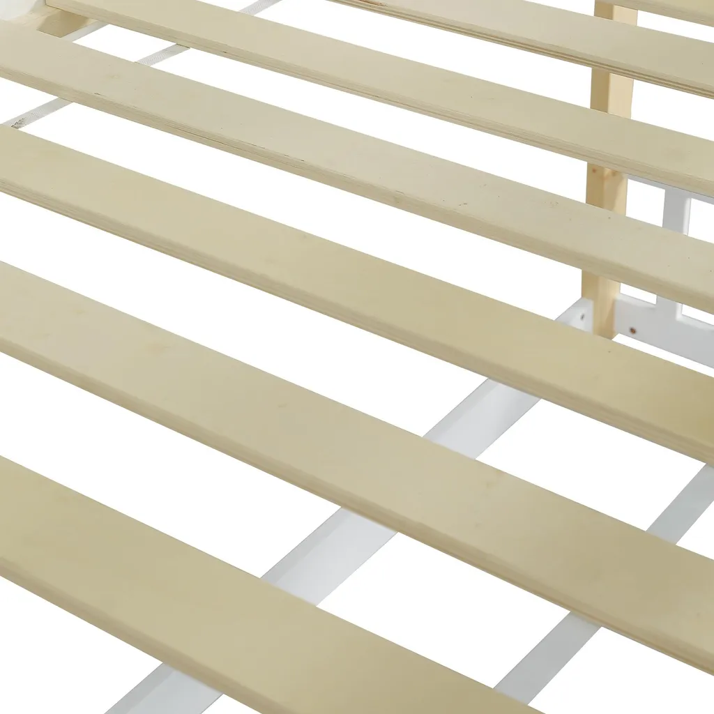 Lit surélevé 90x200cm avec barrière de sécurité et fenêtres décoratives - 10