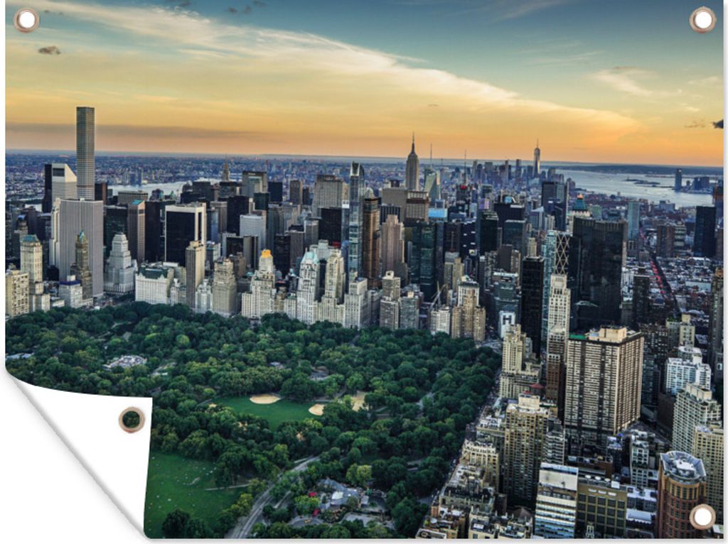MuchoWow 80x60 cm Outdoor-Poster Gartendeko Sichtschutz Garten Poster für den Garten New York - Central Park - Skyline