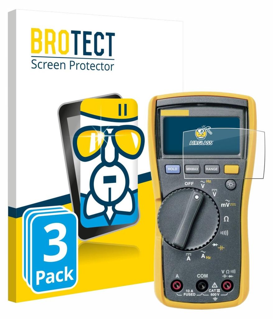 3x BROTECT Schutzglas für Fluke MultiMeter 113 Schutzfolie Panzer Folie Glas Display Schutz klar