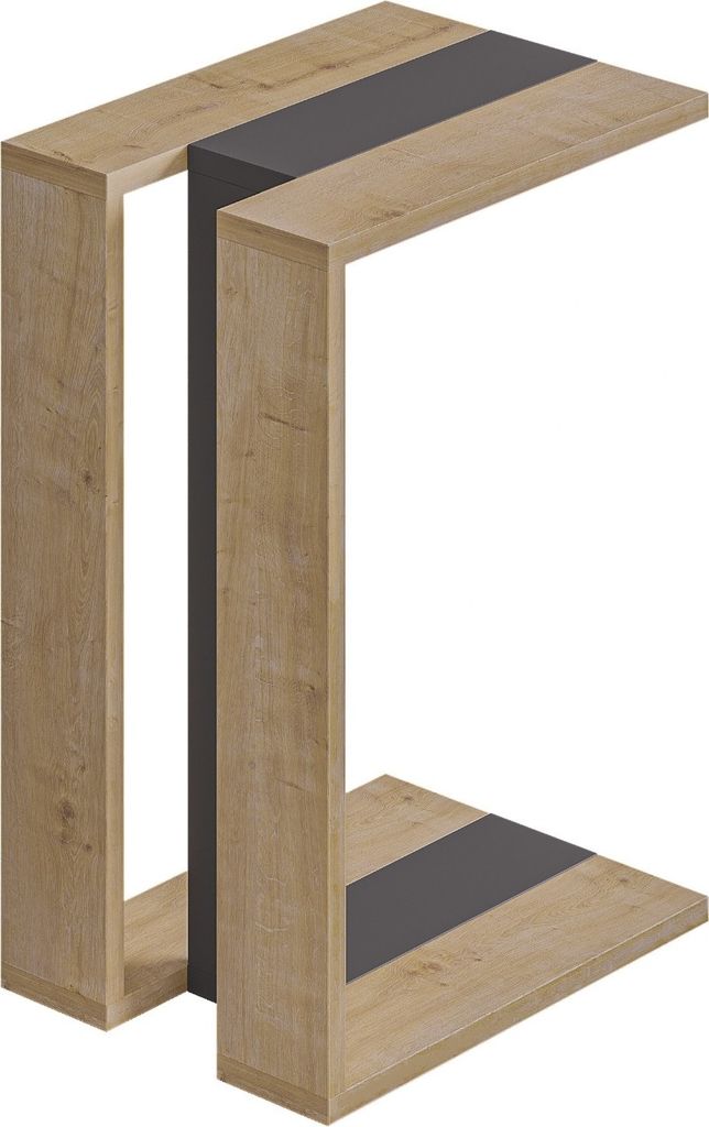 DECORTIE Muju Tavolino moderno a C Rovere Grigio Antracite Immagine del prodotto 