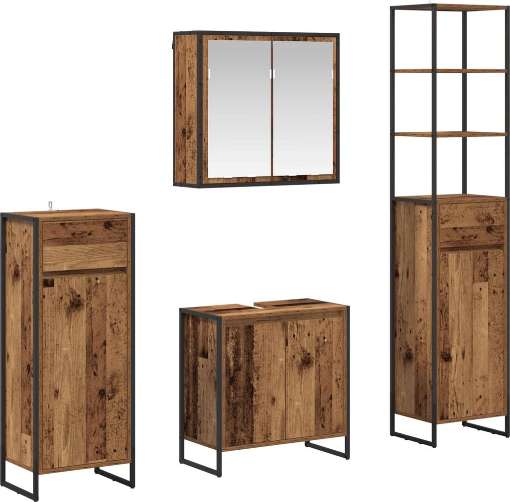 vidaXL Badkameraccessoireset, 4 stuks, gerecycled hout, Productafbeelding 