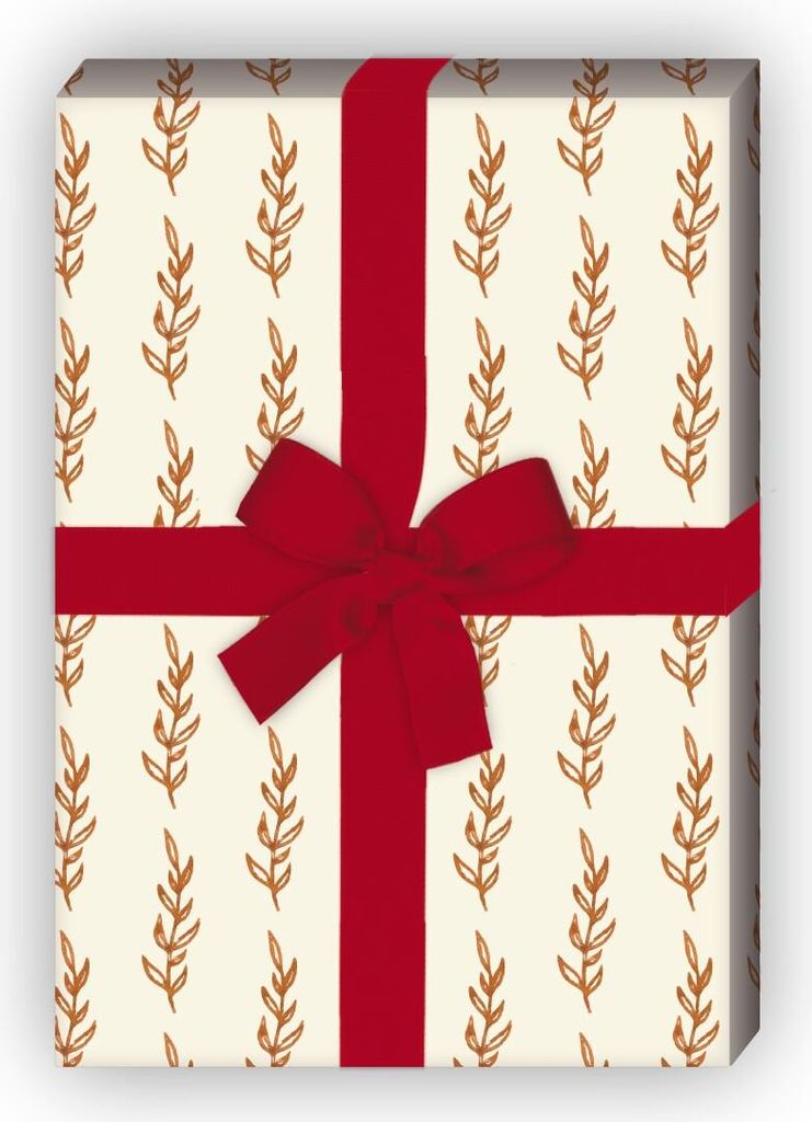 Edles Natur Geschenkpapier Set mit kleinen Zweigen, beige - G8407, 32 x 48cm
