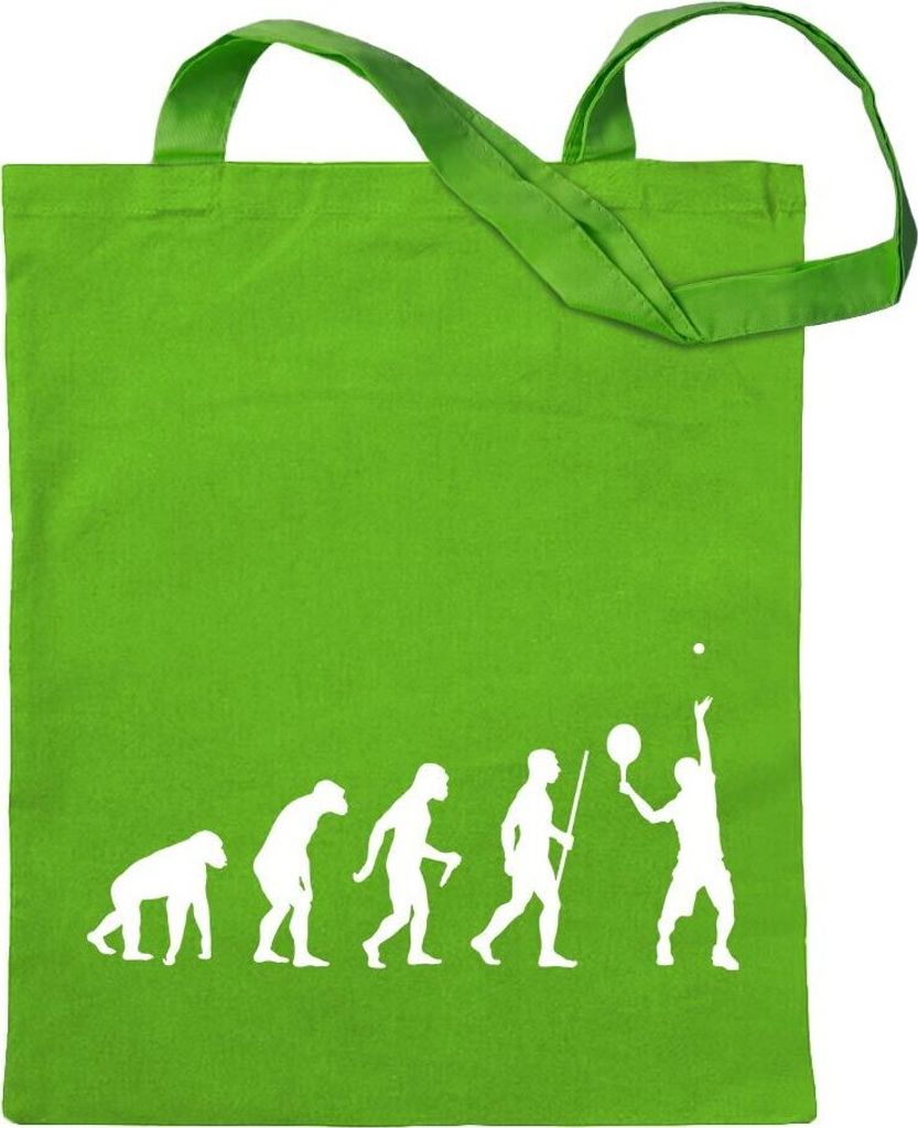 Kiwistar - Baumwolltasche - hellgrün - Tennisspieler Evolution - Tragetasche Stoffbeutel Umhängetasche Langer Henkel
