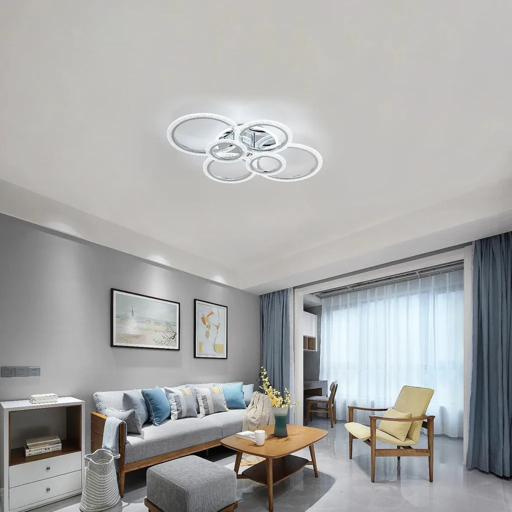 Luminaire Plafonnier LED de Surface Argent - Éclairage 92W Rond 220V