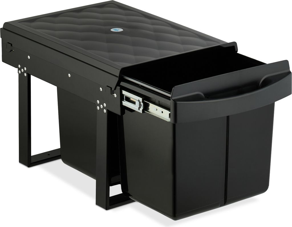 Relaxdays Einbaumülleimer, 2 Fächer, 2x 15 l, HxBxT: 34,6 x Produktbild 