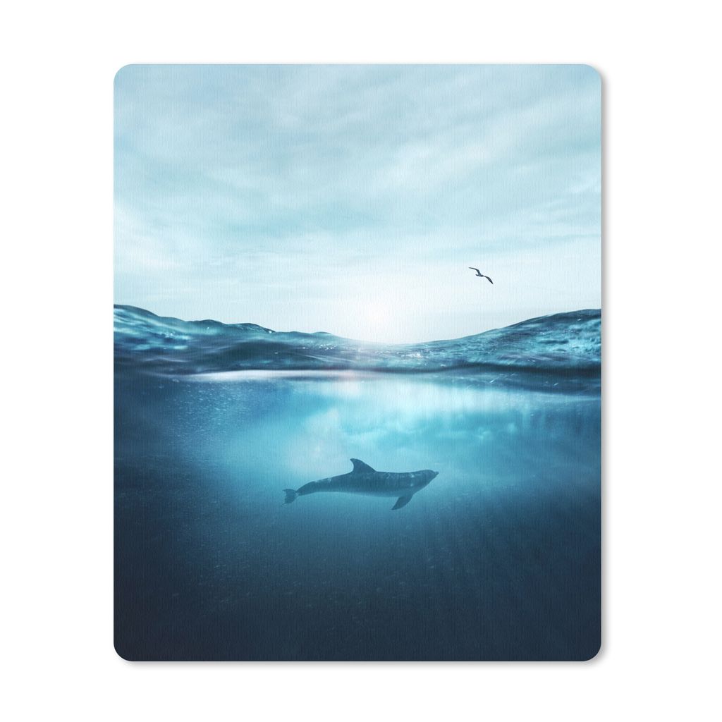 MuchoWow Mauspad Mousepad Delfin - Meer - Vogel 19x23 cm - Mousepads - Maus Mat - Pad - Mausunterlage - Mauspads - Spielen
