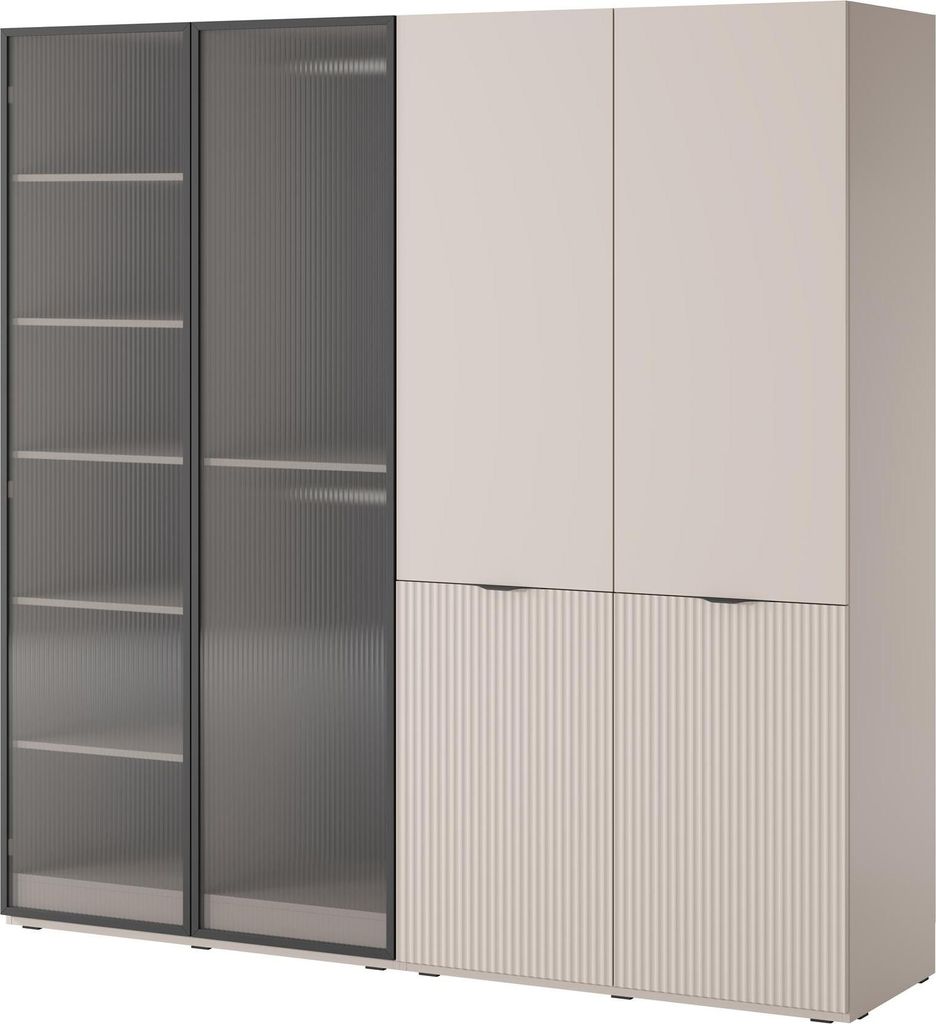 BETTSO Satz von 2 modularen Schränken SANDBOX NOVA cashmere + FLUTES mit LED-Beleuchtung