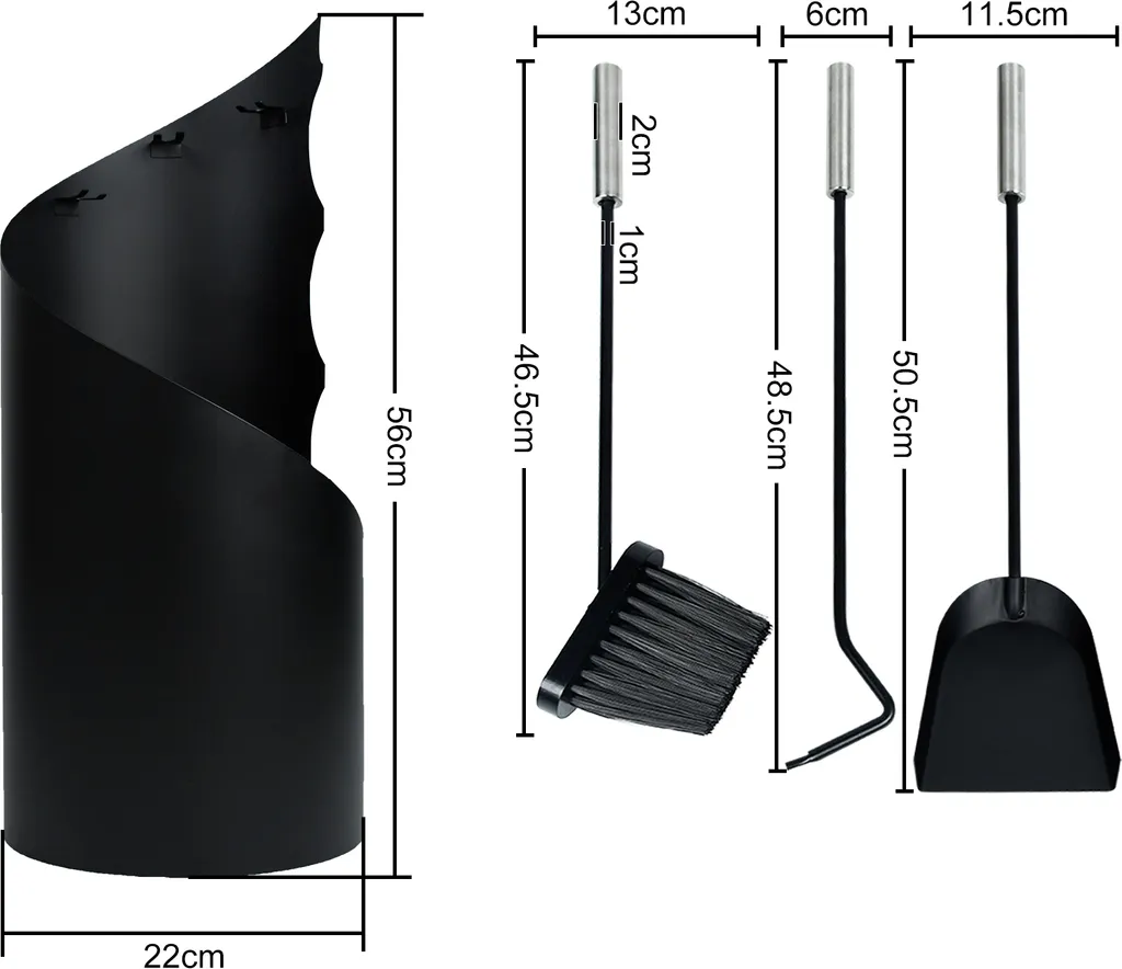 Kit Accessoires Cheminée Acier Inox Noir 4 Pièces Robuste et Élégant - 2