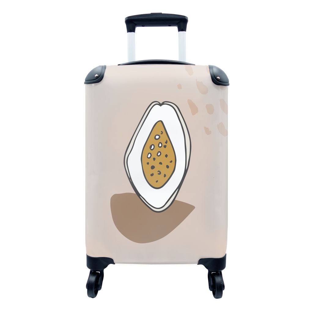 MuchoWow Koffer Handgepäck Trolley Rollkoffer Kleine Reisekoffer mit 4 Rollen - Sommer - Feige - Braun - Grau - Cabin Size < 55x40x23 cm & 55x40...