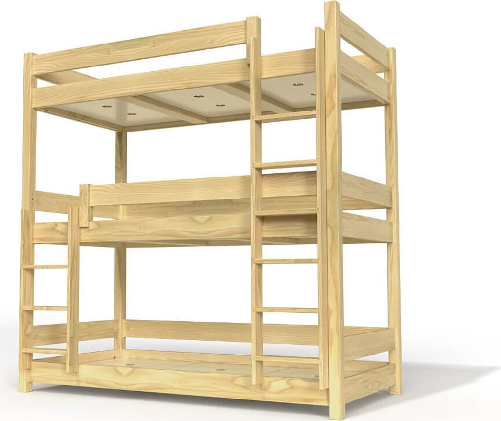 Etagenbett 3 Plätze 90X190 holz ABC - Honig