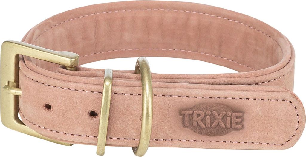 TRIXIE Pure Halsband, Leder extra breit - rosa - 27–34 cm/25 mm