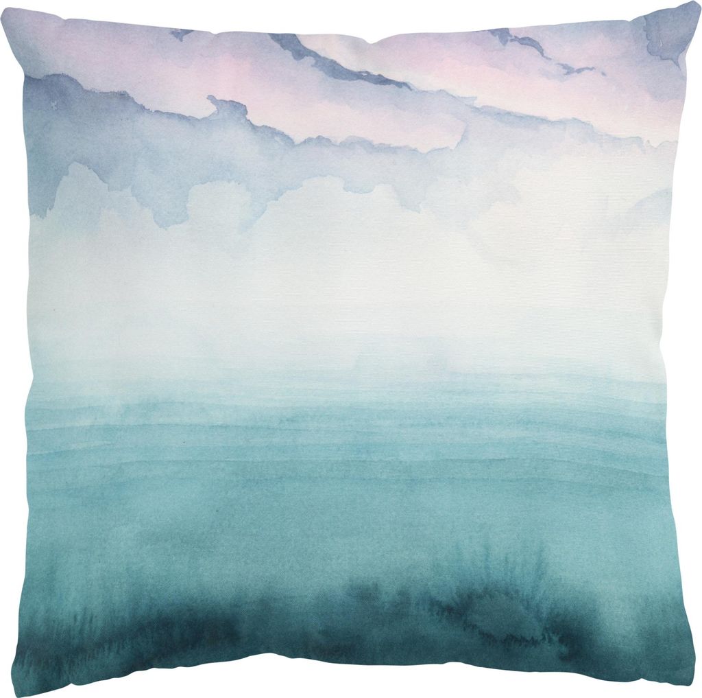Dekokissen Strand draußen / Outdoor Zierkissen waschbar Meerblick türkis Abstrakt Sofakissen mit Füllung