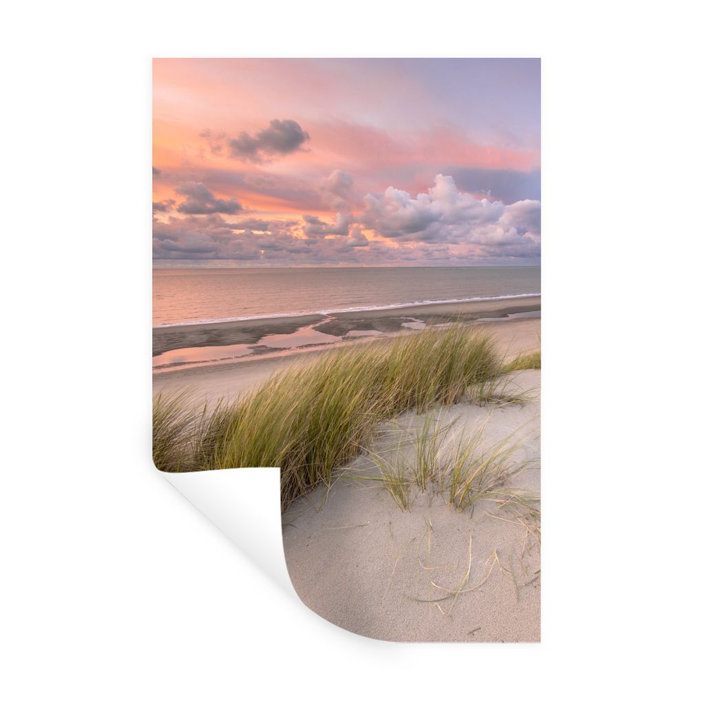 MuchoWow Wandtattoo Wandsticker Wandaufkleber Strand - Meer - Dünen - Niederlande - Rosa 20x30 cm Selbstklebend und Repositionierbar - Sticker -...
